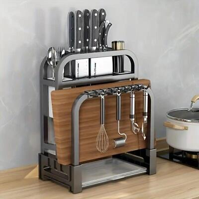 #ad Stainless Steel Knife Holder Kitchen Rack Home Countertop Cutting Board Storage
