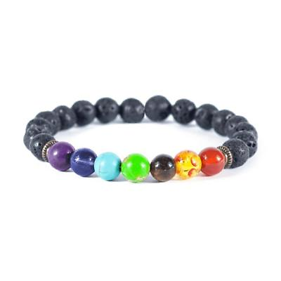 #ad Bracelet Chakra Healing Beads Natural Lava Stone 8mm Reiki 7 Gemstone Beaded