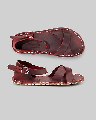#ad Red Handmade BAREFOOT Sandals Leather Minimalist Shoes Women Leather Barefoot