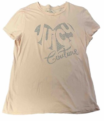 #ad Juicy Couture Pink Tee w Glitter Logo Size Large