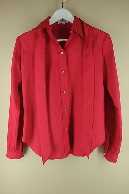 #ad Vintage Stuart Lang Women#x27;s Fusia Striped 70#x27;s 80#x27;s Blouse Shirt M Medium
