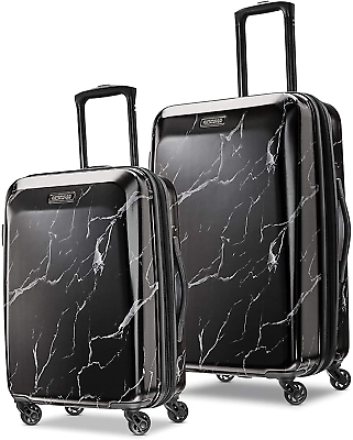 #ad Moonlight Hardside Expandable Luggage with Spinner Wheels Black Marble 2 Piece