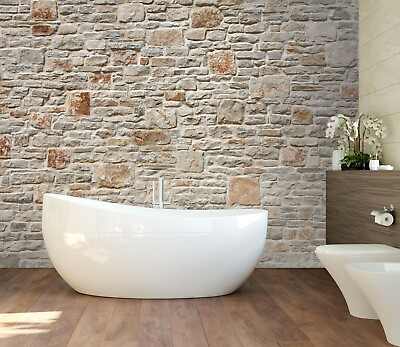 #ad 3D Stone Wall ZHU078 Texture Tiles Marble Wallpaper Wall Mural Removable Zoe