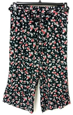 #ad Torrid black floral print ruched waist women#x27;s dress pants 0 0X