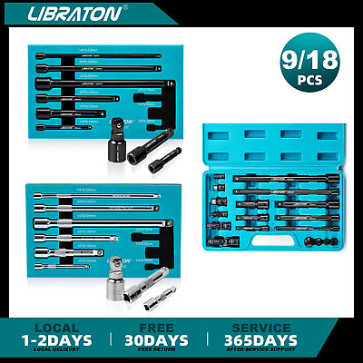#ad LIBRATON Socket Extension Set 1 4 3 8” 1 2“ Ratchet Joint Adaptor Swivel Sockets