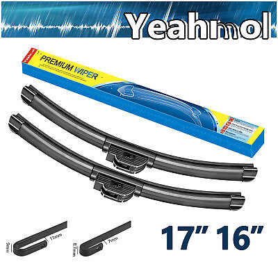 #ad Yeahmol 17quot; 16quot; Fit For Hummer H3 2010 2006 Bracketless Wiper Blades set of 2