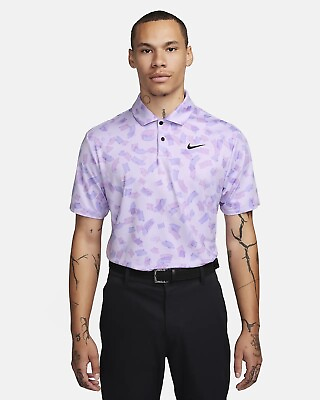 #ad Nike Tour Dri FIT Golf Polo Purple Print Shirt FD5739 512 Men#x27;s Size XL NWT