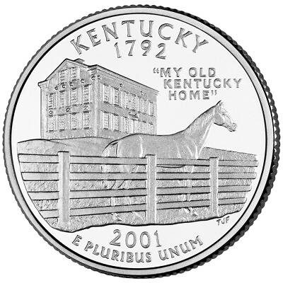 #ad 2001 P Kentucky State Quarter. Uncirculated From US Mint roll.