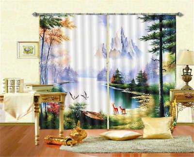 #ad The Fog In The Forest 3D Curtain Blockout Photo Printing Curtains Drape Fabric