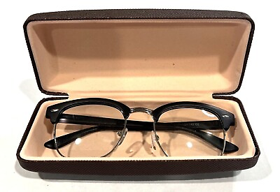 #ad Black Half Rimmed Eye Glasses With Hard Clamshell Case 49 21 140
