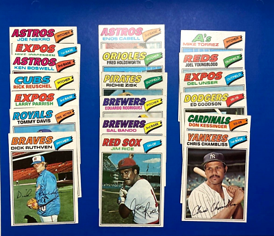 #ad 1977 Topps 19 Baseball Cards EXNM W Jim Rice Chambliss Free ship