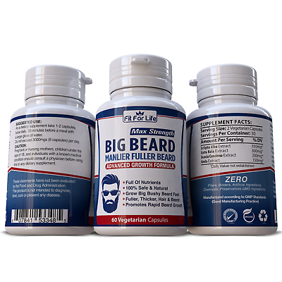 #ad HAIR Mustache Big BEARD Fast GROW Facial Capsules GROWTH Herbal VITAMINS Pills