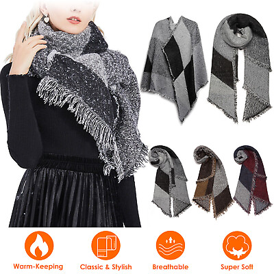 #ad Women Winter Scarfs Cold Weather Soft Knit Shawl Thick Long Oversized Warm Scarf