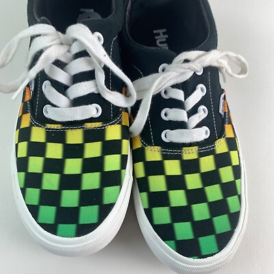 #ad Hurley Womens Shoes Size 7 Checkered Black Green Yellow Low Top Lace Up Sneakers