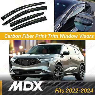 #ad For Acura MDX 22 24 Carbon Fiber Print Trim Window Visors Rain Guards Deflectors