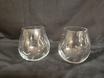 #ad Lot Of 2 Riedel Crystal Stemless Wine Glasses Germany 4 1 2quot;