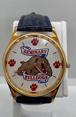 #ad NEW Seminary Bulldogs Watch W new Battery Mens Ladies Blue Leather Strap