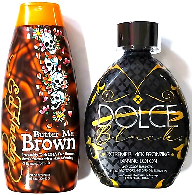 #ad DOLCE Black Extreme Bronzer amp; Ed Hardy Butter Me Brown Tanning Bed Lotion