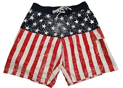 #ad Men#x27;s World Calhoun American Flag Swim Shorts Medium