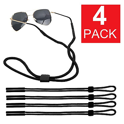 #ad 4 Pack Neck Strap Sport Sunglass Eyeglass Read Glasses Cord Lanyard Holder Black