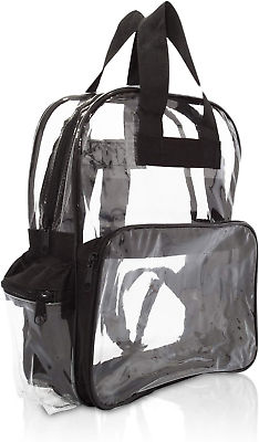 #ad Small Clear Backpack Bag in Black