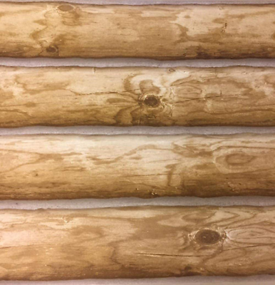 #ad Log Cabin Wallpaper Prepasted Bolt 27quot; X 324quot; Light to Medium Brown Ml Wood $65.99