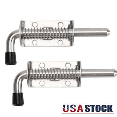 #ad Spring Loaded Latch Pin Stainless Steel Barrel Bolt Thicken 2mm Door Lock 2Pcs