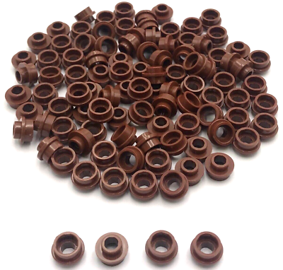 #ad Lego 100 New Reddish Brown Plates Round 1 x 1 w Open Stud Pieces