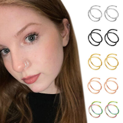 #ad Tiny Twist Nose Rings Hoops Surgical Steel Double Spiral Nose Ring Set Of Hot