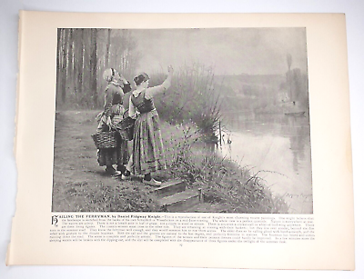 #ad Art Print Hailing the Ferryman and Reading from Homer from Copyright 1894 Rare