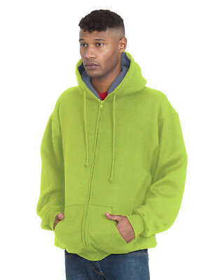 #ad Bayside BA940 Adult Super Heavy Thermal Lined Full Zip Hooded Sweatshirt