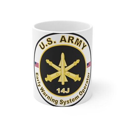 #ad MOS 14J Early Warning System Operator U.S. Army White Coffee Cup 11oz
