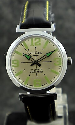 #ad Vulcain Hand Winding Mechanism Stainless Steel Swiss Made Wrist Watch..