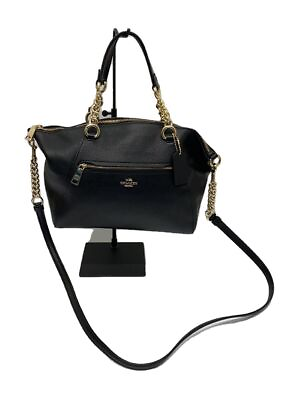 #ad Coach Handbag All Leather Black Solid Used