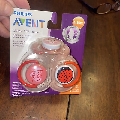 #ad Philips Avent Orthodontic Pacifiers Classic Nighttime 6 18m Pink Glow In The Dar