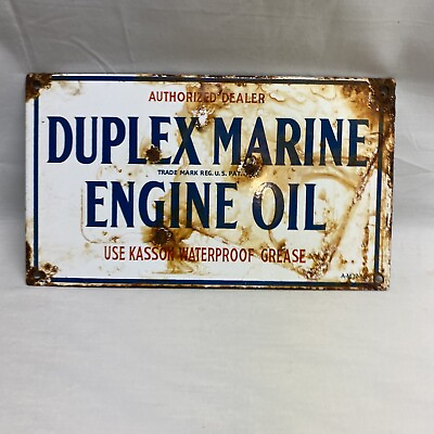 #ad DUPLEX MARINE PORCELAIN VINTAGE STYLE SIGN CAR GAS TRUCK GASOLINE OIL