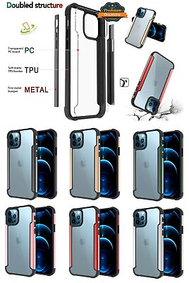 #ad For Samsung Galaxy S22 Hybrid Metal Clear Back PC TPU Bumper Frame Case Cover