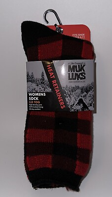 #ad MUK LUKS Heat Retainers Womens Sock Thermal 3.0 TOG Rating Black Red New NWT
