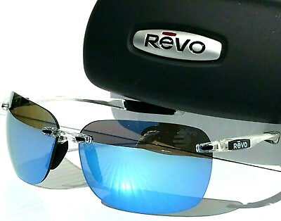 #ad NEW* REVO DESCEND CLEAR Crystal POLARIZED Blue Water XL Lens Sunglass 1070 09 BL