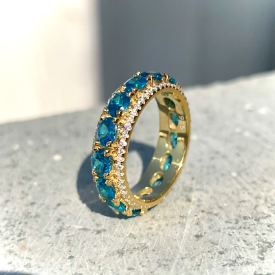#ad London Blue Topaz Gemstone Eternity Ring 14k Gold Plated Wedding Band Gift Idea