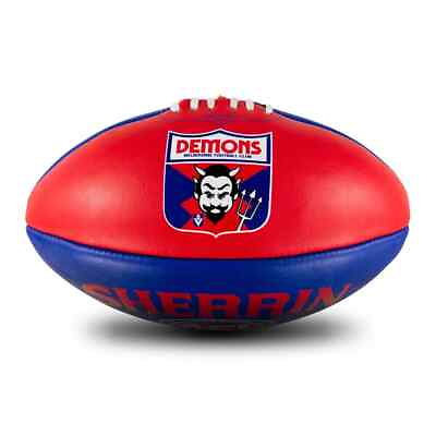 #ad Sherrin AFL Club Leather Ball Melbourne Demons Football Size 5