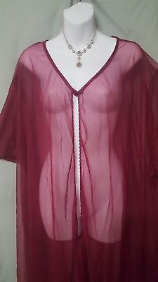 #ad Woman Within Pink Robe Vintage Style Short Sleeve Long Sexy Plus 1X 60quot; BUST