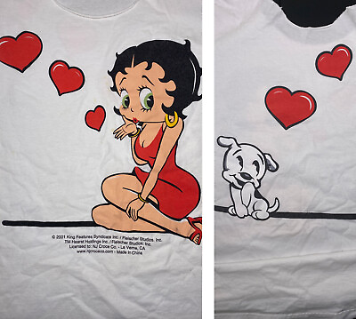 #ad Vintage Betty Boop T Shirt Kisses Double Sided Graphics Fleischer Studios 2XL