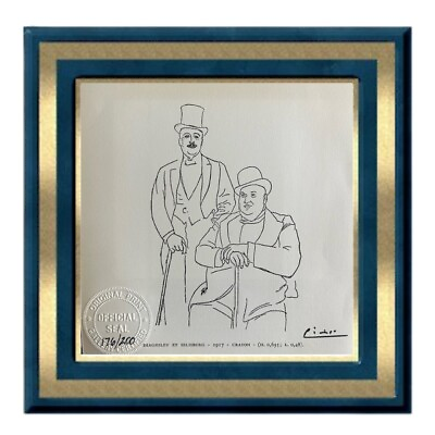 #ad Pablo Picasso Original Signed Print Hand Tipped Diaghilev and Seliburg 1917.