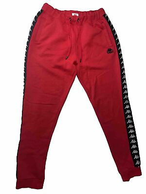 #ad KAPPA Banda Alanz 2 RED Sweatpants Black SideFront Logo’s Joggers Sweats XL