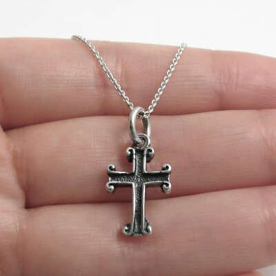#ad 925 Sterling Silver Cross Charm with Necklace