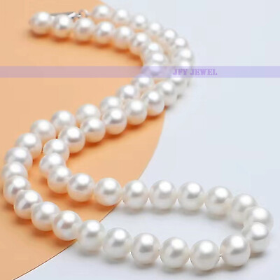 #ad New Natural AAA 8 9mm White Pearl Necklace Freshwater Bead Long 14 36quot; Knotted