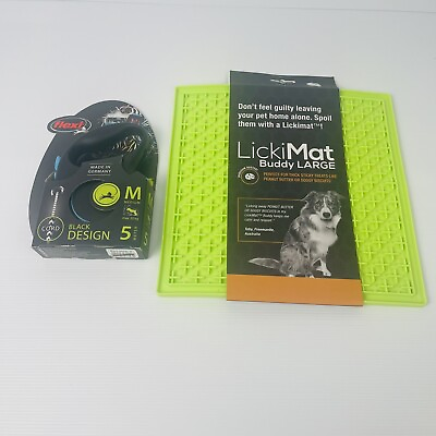 #ad Flexi Black Design Cord Blue Medium 5m Retractable Dog Lead Licki Mat New AU $30.00