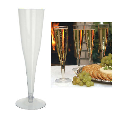 #ad 24 Pc Plastic Champagne Flutes Disposable Wine Glasses Mimosa Cups Wedding 6oz