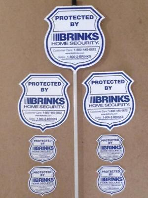 #ad NEW REFLECTIVE BRINKS SECURITY Yard Signs 4 Window Decals amp; 1 Stake